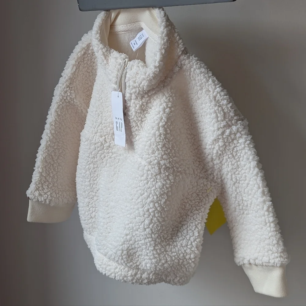BABY GAP Sherpa Sweater Quarter-Zip Pull Over Soft Fall Winter Faux Shearling